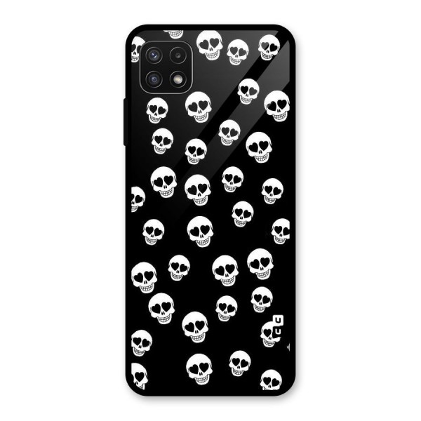 Skull Heart Glass Back Case for Galaxy A22 5G