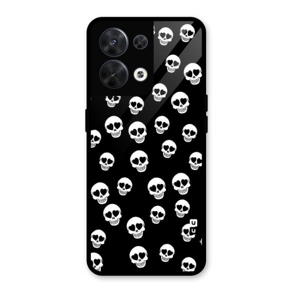 Skull Heart Glass Back Case for Oppo Reno8 5G