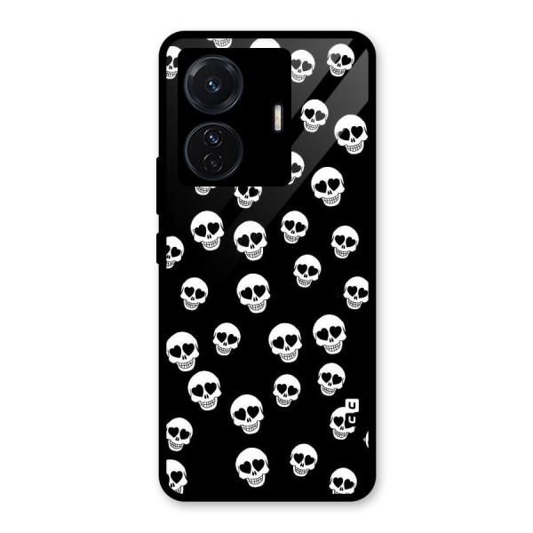 Skull Heart Glass Back Case for Vivo T1 Pro