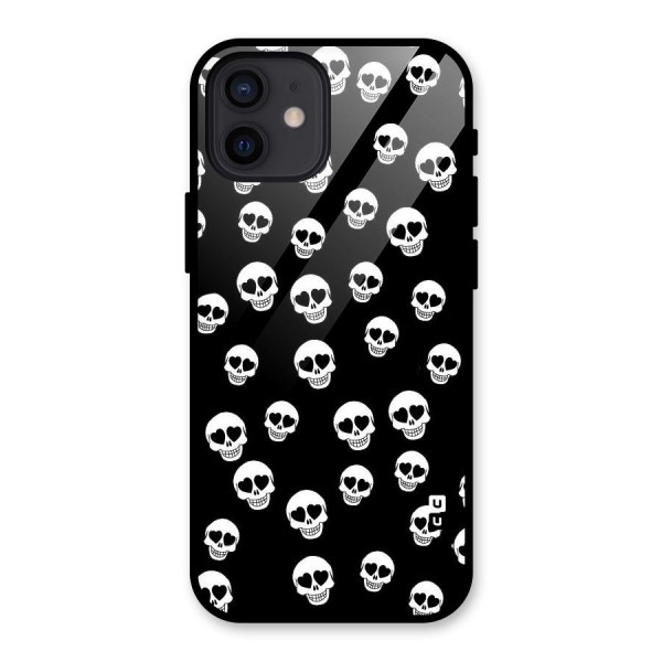 Skull Heart Glass Back Case for iPhone 12