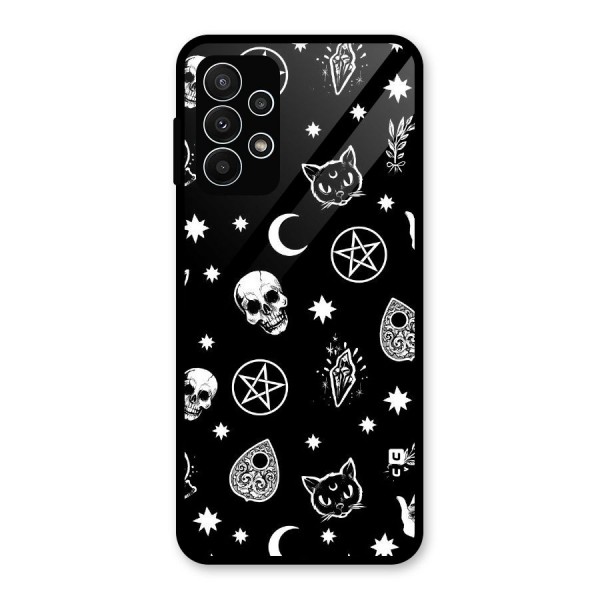 Skull Moon Design Glass Back Case for Galaxy A23