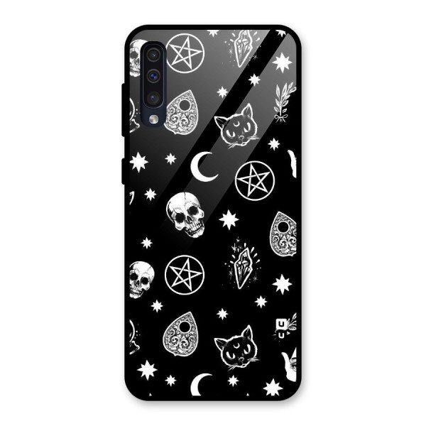 Skull Moon Design Glass Back Case for Galaxy A50s