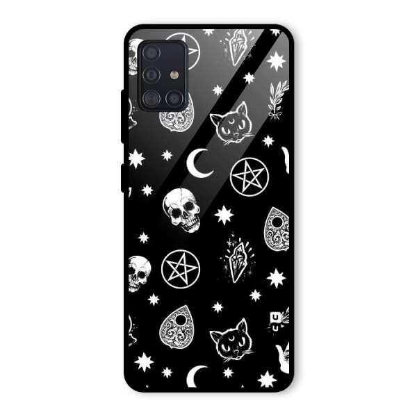 Skull Moon Design Glass Back Case for Galaxy A51