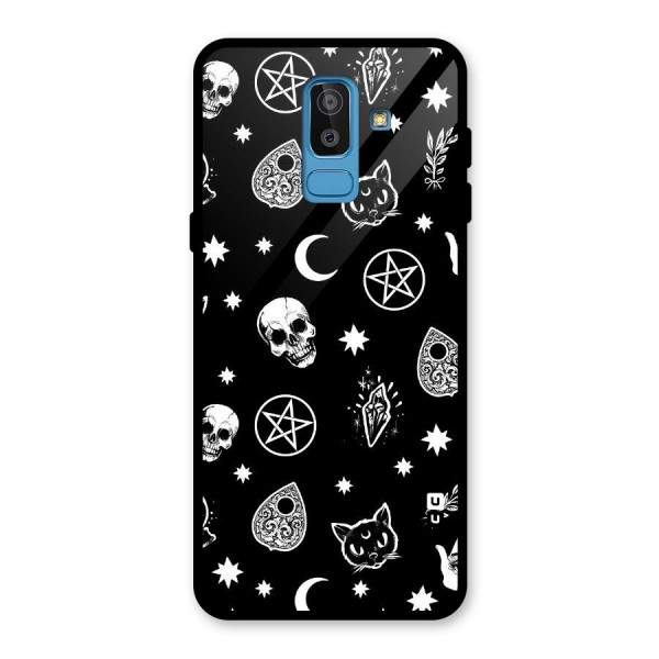 Skull Moon Design Glass Back Case for Galaxy J8