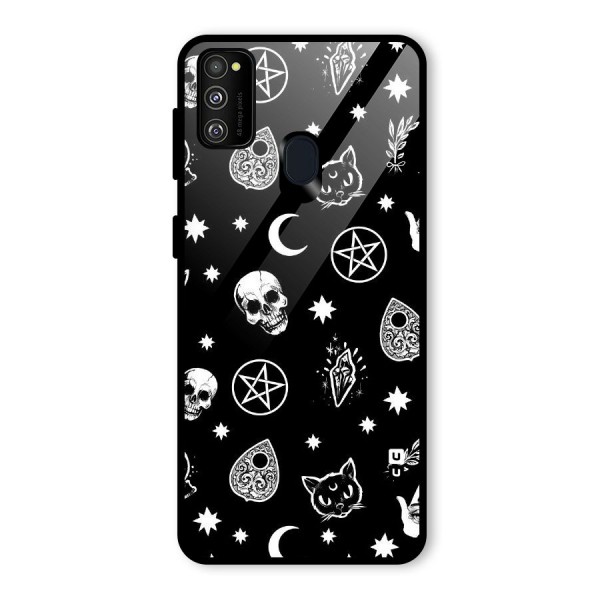 Skull Moon Design Glass Back Case for Galaxy M21