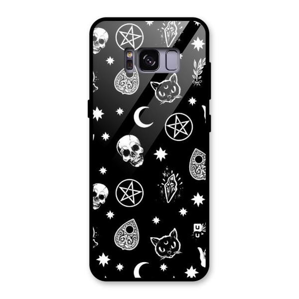 Skull Moon Design Glass Back Case for Galaxy S8