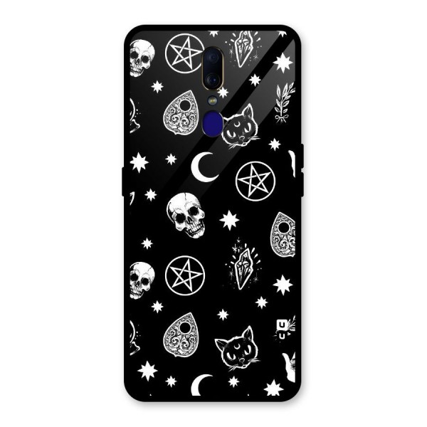 Skull Moon Design Glass Back Case for Oppo F11