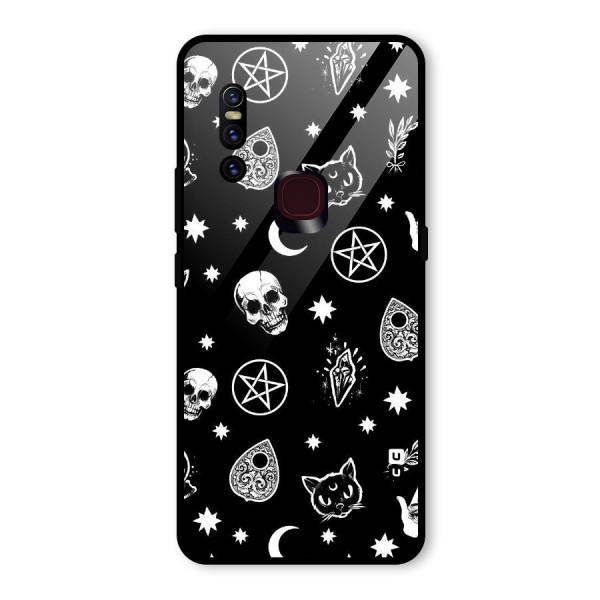 Skull Moon Design Glass Back Case for Vivo V15