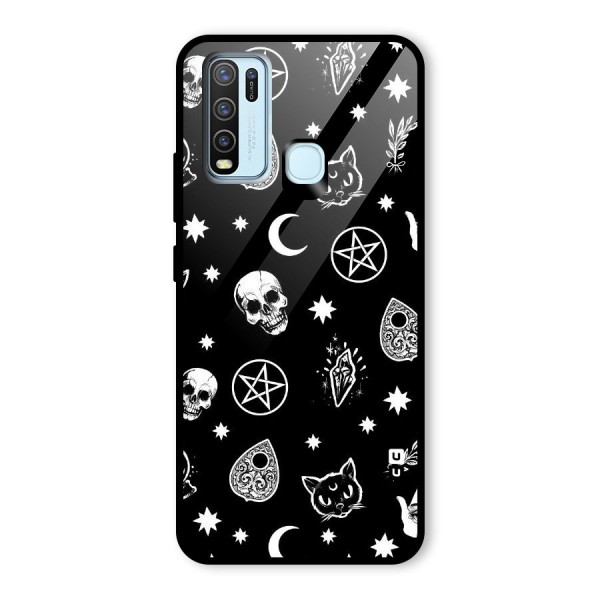 Skull Moon Design Glass Back Case for Vivo Y30