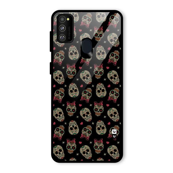 Skull Pattern Glass Back Case for Galaxy M21