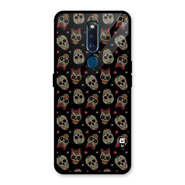 Skull Pattern Glass Back Case for Oppo F11 Pro