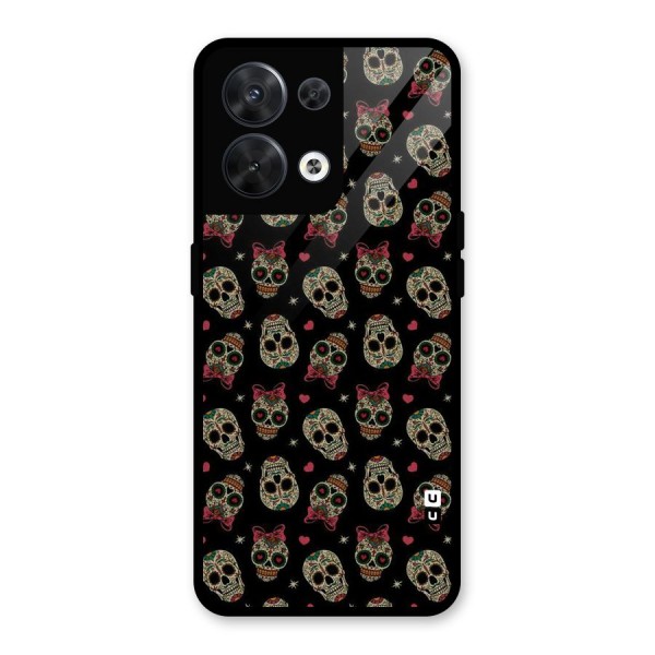 Skull Pattern Glass Back Case for Oppo Reno8 5G