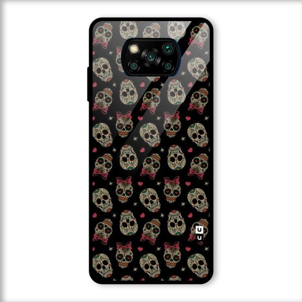 Skull Pattern Glass Back Case for Poco X3