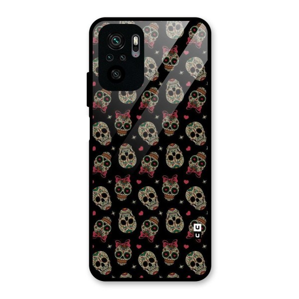 Skull Pattern Glass Back Case for Redmi Note 10