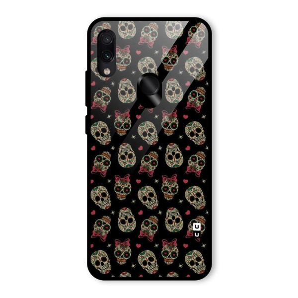 Skull Pattern Glass Back Case for Redmi Note 7