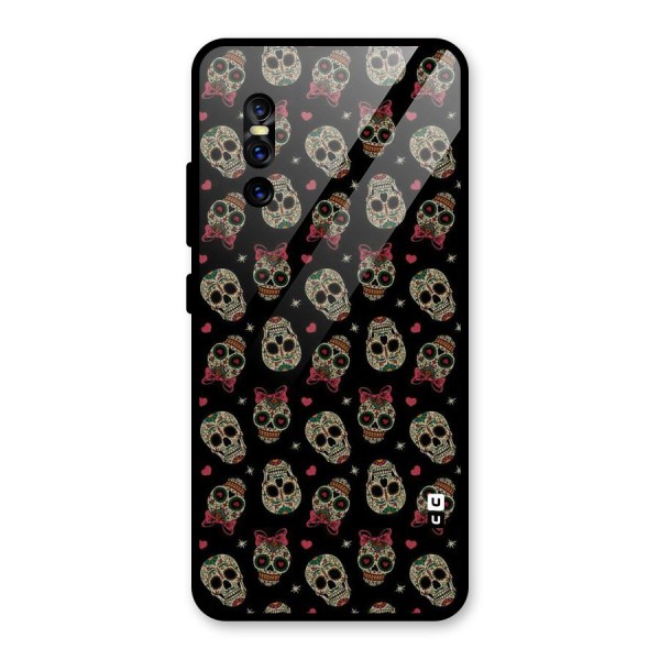 Skull Pattern Glass Back Case for Vivo V15 Pro