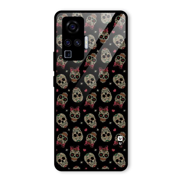 Skull Pattern Glass Back Case for Vivo X50 Pro