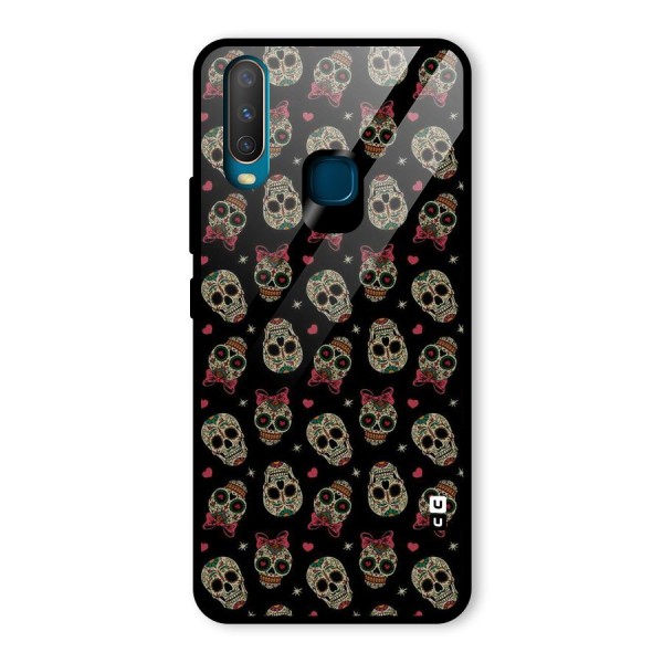 Skull Pattern Glass Back Case for Vivo Y17