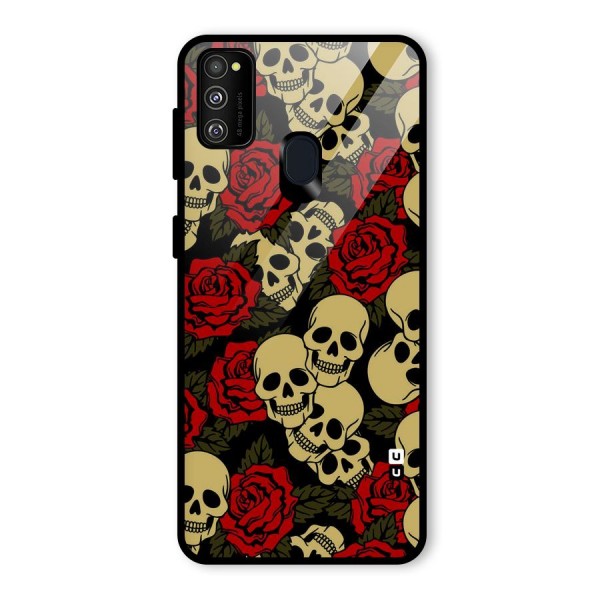 Skulled Roses Glass Back Case for Galaxy M21