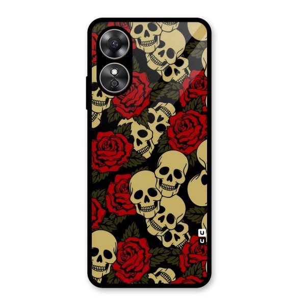 Skulled Roses Glass Back Case for Oppo A17