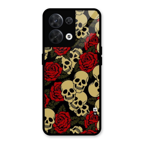 Skulled Roses Glass Back Case for Oppo Reno8 5G