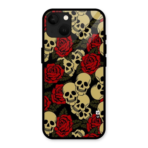 Skulled Roses Glass Back Case for iPhone 13