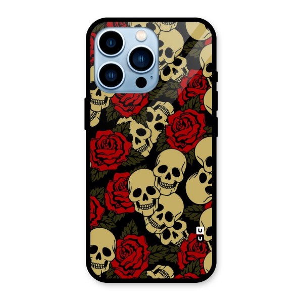Skulled Roses Glass Back Case for iPhone 13 Pro
