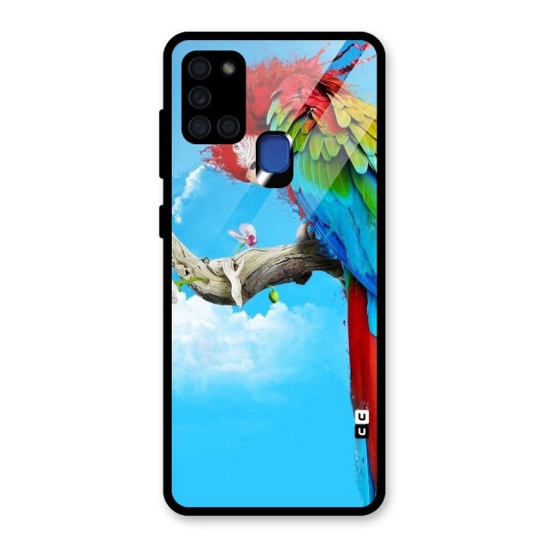 Sky Parrot Glass Back Case for Galaxy A21s