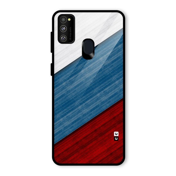 Slant Beautiful Stripe Glass Back Case for Galaxy M21