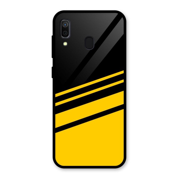 Slant Yellow Stripes Glass Back Case for Galaxy A30