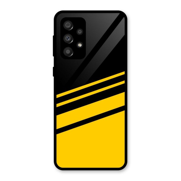 Slant Yellow Stripes Glass Back Case for Galaxy A32