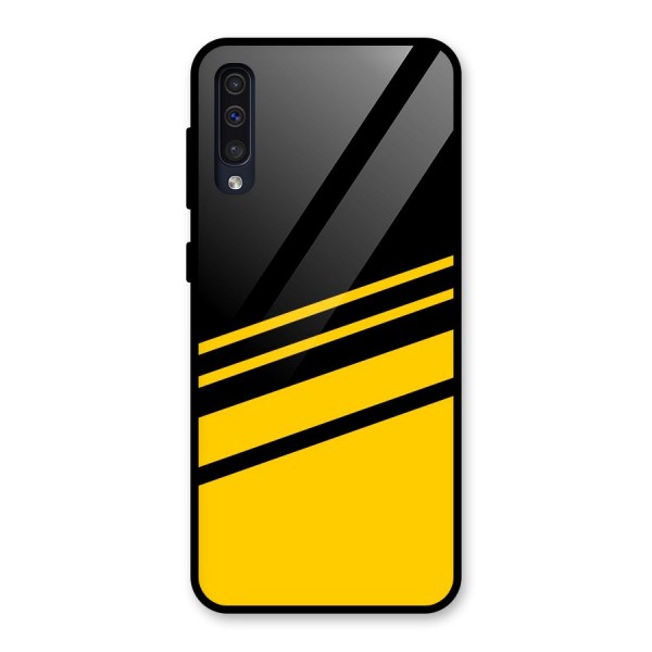 Slant Yellow Stripes Glass Back Case for Galaxy A50s