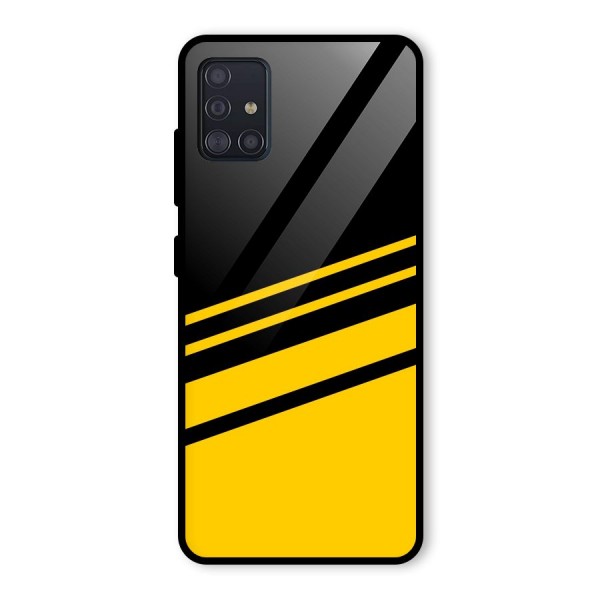 Slant Yellow Stripes Glass Back Case for Galaxy A51