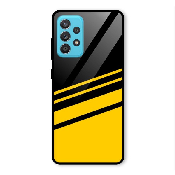 Slant Yellow Stripes Glass Back Case for Galaxy A52