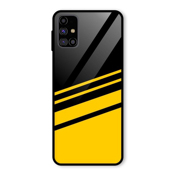 Slant Yellow Stripes Glass Back Case for Galaxy M31s