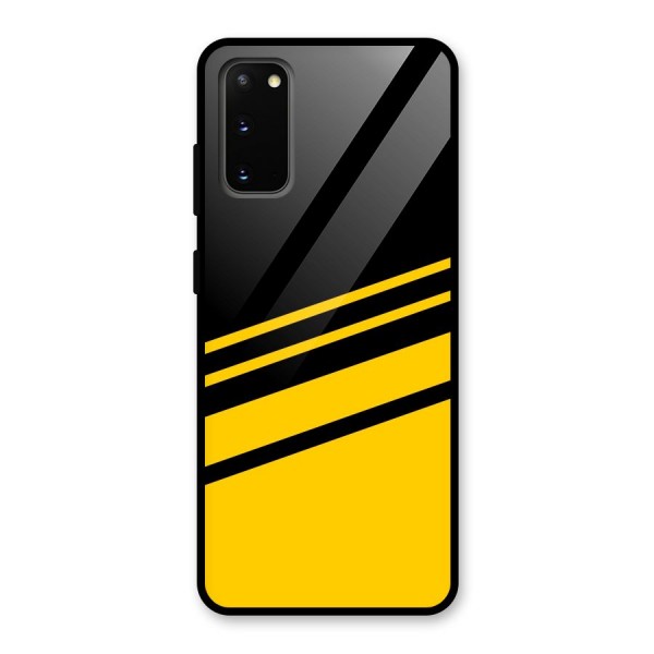 Slant Yellow Stripes Glass Back Case for Galaxy S20