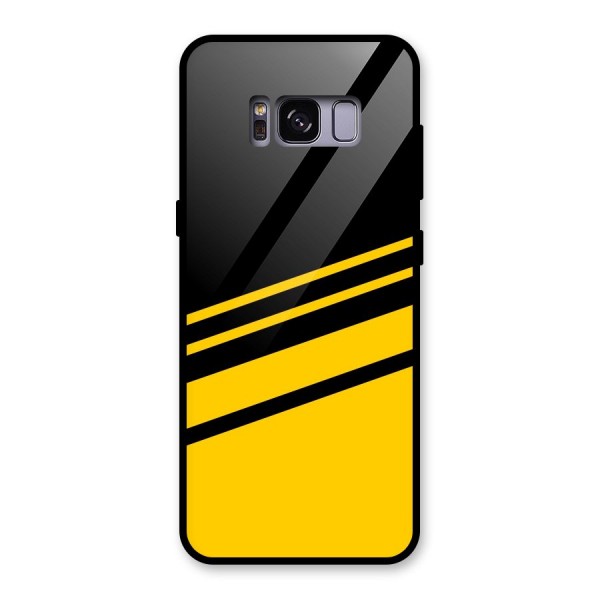 Slant Yellow Stripes Glass Back Case for Galaxy S8