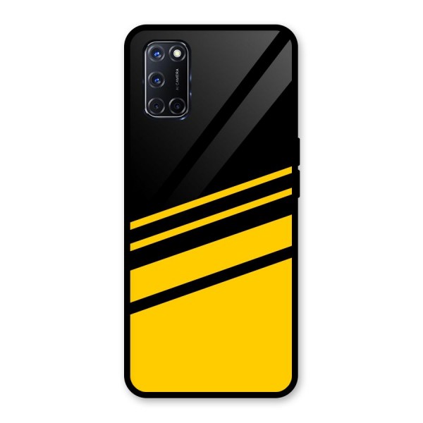 Slant Yellow Stripes Glass Back Case for Oppo A52