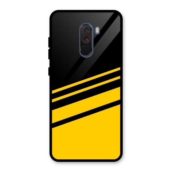 Slant Yellow Stripes Glass Back Case for Poco F1