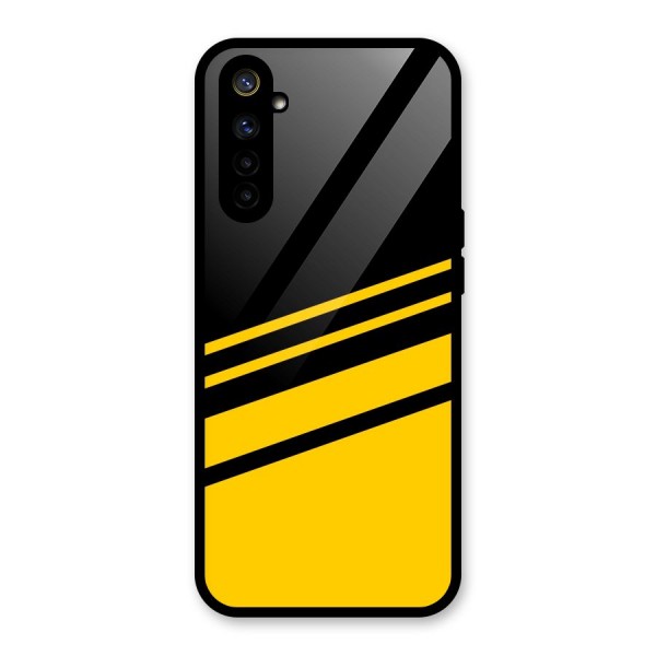 Slant Yellow Stripes Glass Back Case for Realme 6