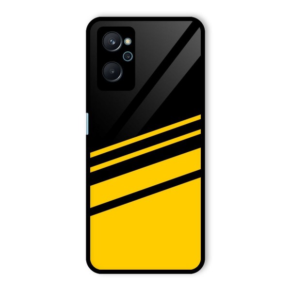 Slant Yellow Stripes Glass Back Case for Realme 9i