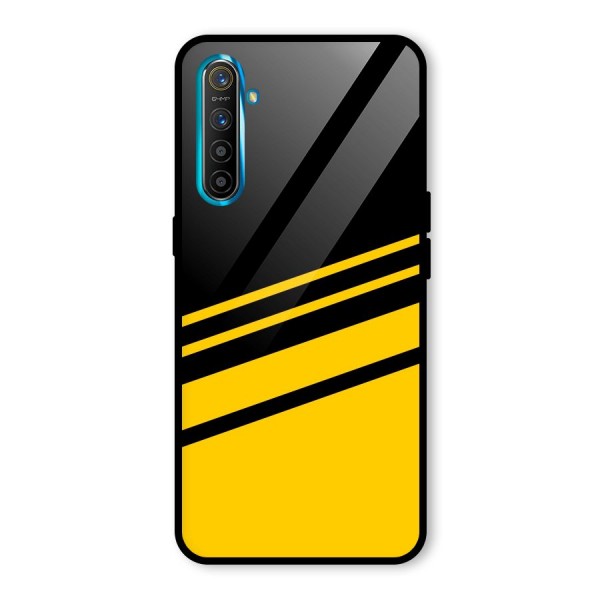 Slant Yellow Stripes Glass Back Case for Realme XT