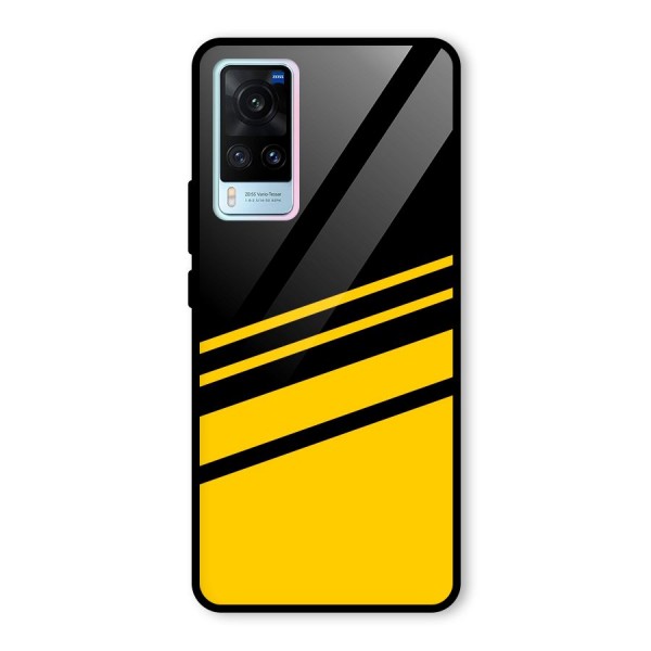 Slant Yellow Stripes Glass Back Case for Vivo X60