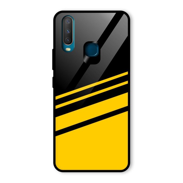 Slant Yellow Stripes Glass Back Case for Vivo Y12