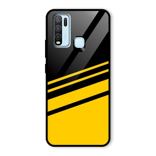 Slant Yellow Stripes Glass Back Case for Vivo Y30