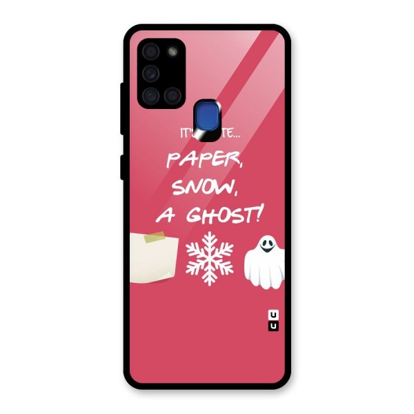 Snow Paper Glass Back Case for Galaxy A21s