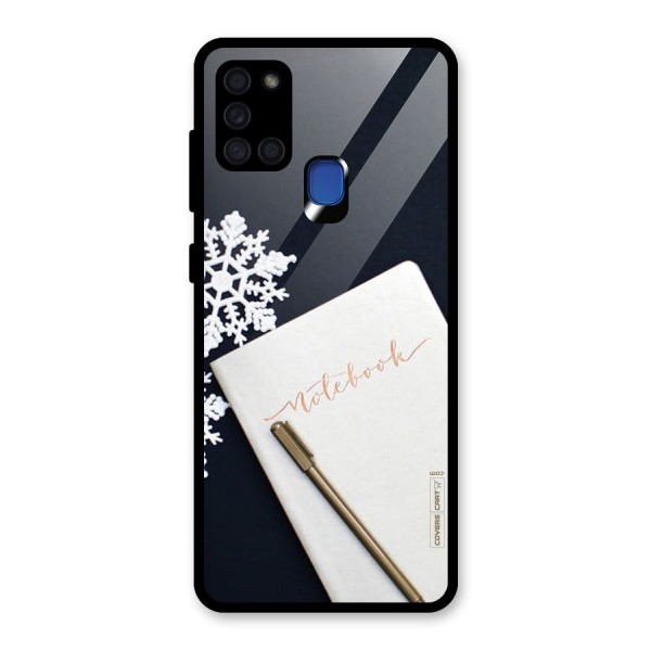 Snowflake Notebook Glass Back Case for Galaxy A21s