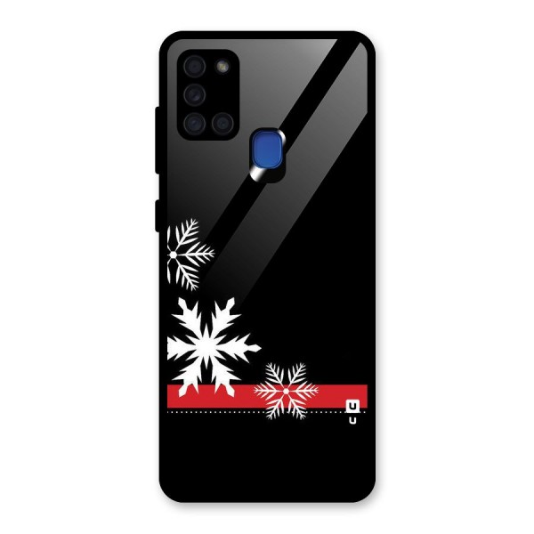 Snowflake Ribbon Glass Back Case for Galaxy A21s