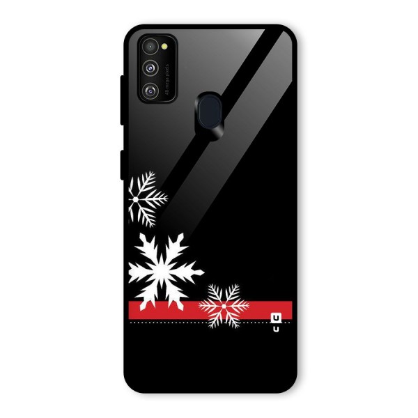 Snowflake Ribbon Glass Back Case for Galaxy M21