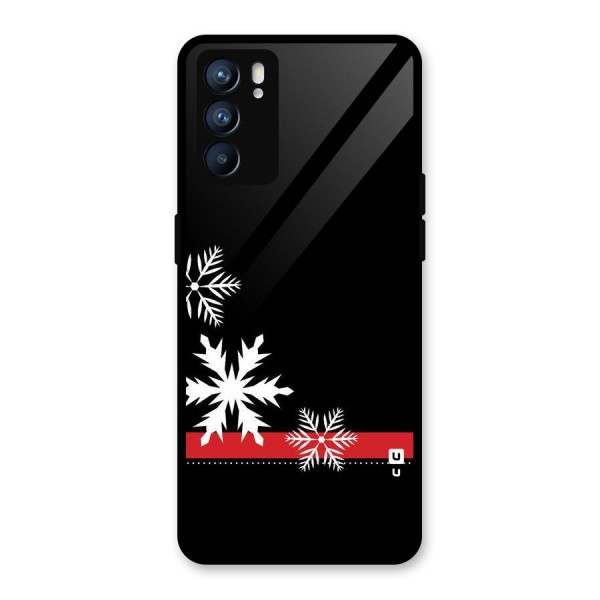 Snowflake Ribbon Glass Back Case for Oppo Reno6 5G